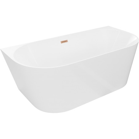 Mexen Oval Slim самостоятелна вана за стена 170 x 80 см, бяла, четкан меден