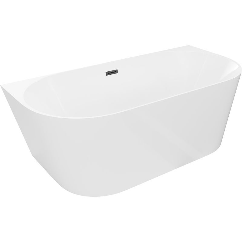 Mexen Oval Slim свободностояща стена вана 170 х 80 см, бяла, черен преливник - 52661708000-70