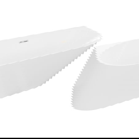 Mexen Oval Slim свободностояща вана за стенен монтаж 170 x 80 cm, бяла, преливане четкан никел - 52661708000-97