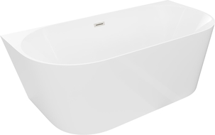 Mexen Oval Slim свободностояща вана за стенен монтаж 170 x 80 cm, бяла, преливане четкан никел - 52661708000-97