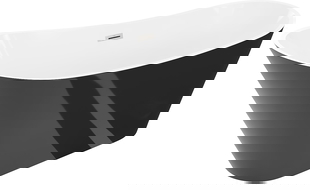 Mexen Dora свободностояща вана 150 x 75 cm, бяла/черна, преливник четкан никел - 52071507575-97