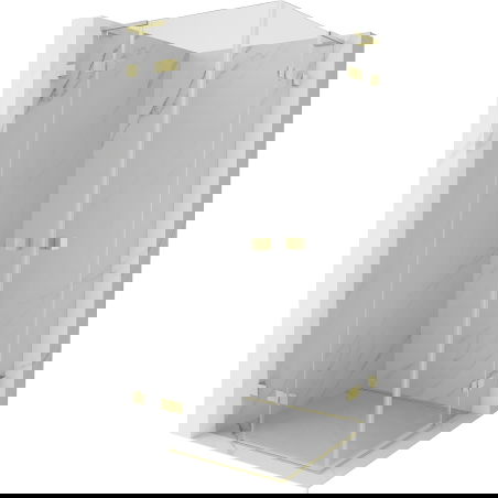 Mexen Lunar L Duo душ кабина с врати на панти 80 x 80 см, прозрачна, матирано златно - 834L-080L-080P-55-00