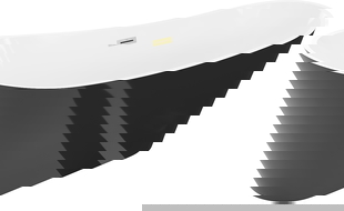 Mexen Dora самостоятелна вана 160 x 75 см, бяла/черна, преливник златен