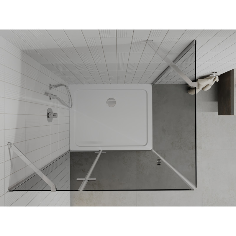Mexen Roma отваряща се душ кабина 100 x 90 см, графит, хром + корито Flat, бял