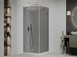 Mexen Roma душ кабина с отваряне 100 x 100 см, графит, хром + под душ Flat, бял - 854-100-100-01-40-4010