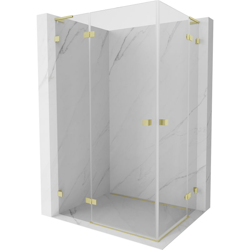 Mexen Lunar L Duo душ кабина с отварящи се врати 105 x 80 см, прозрачна, златисто четкано - 834L-105L-080P-55-00