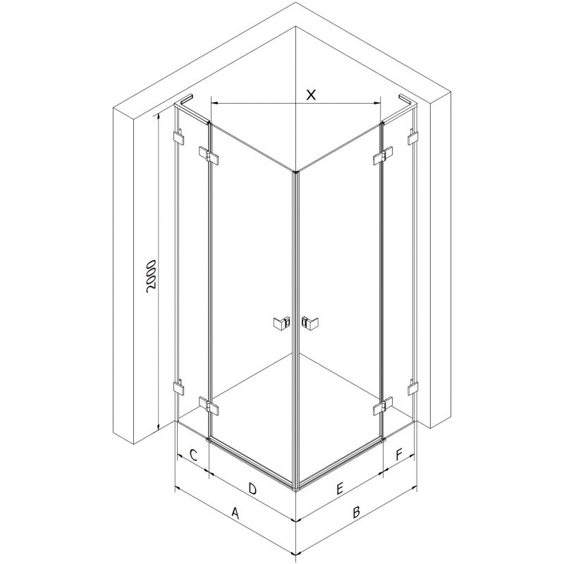 Mexen Lunar L Duo лява душ кабина 105 x 100 см, прозрачна, златно четка - 834L-105L-100P-55-00
