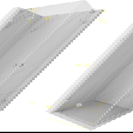 Mexen Lunar L Duo лява душ кабина с панти 115 x 100 cm, прозрачна, златиста четка - 834L-115L-100P-55-00