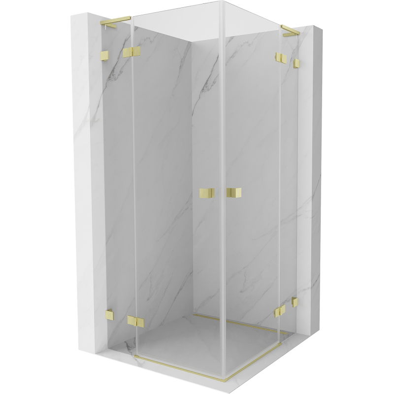 Mexen Lunar L Duo отваряща се душ кабина 115 x 115 см, прозрачна, четкаво злато - 834L-115L-115P-55-00