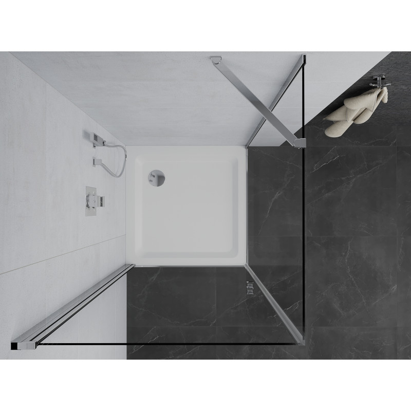 Mexen Pretoria разтваряща се душ кабина 100 x 100 см, прозрачна, хром + подложка
