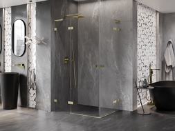 Mexen Lunar L Duo душ кабина със сгъваеми врати 120 x 90 см, прозрачна, златно четкано - 834L-120L-090P-55-00