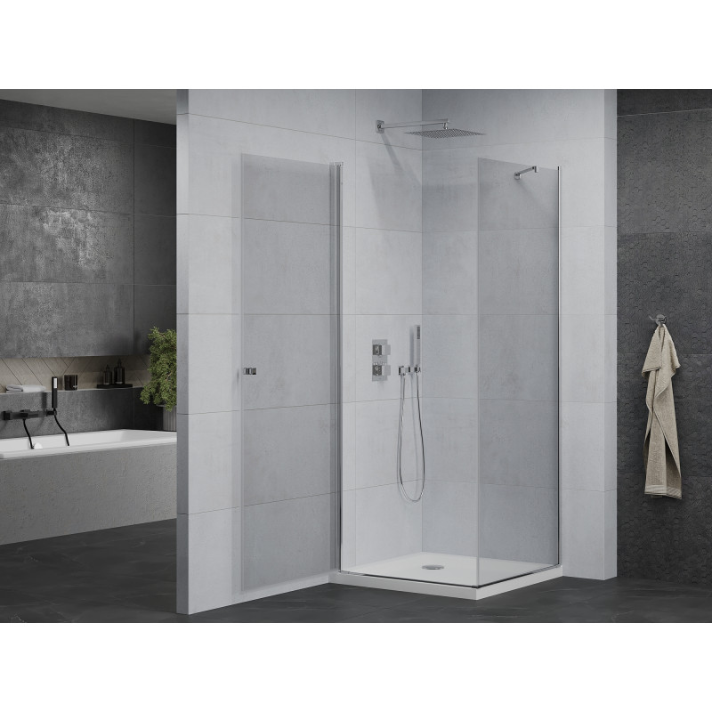 Mexen Pretoria разтваряща се душ кабина 100 x 100 см, прозрачна, хром + подложка