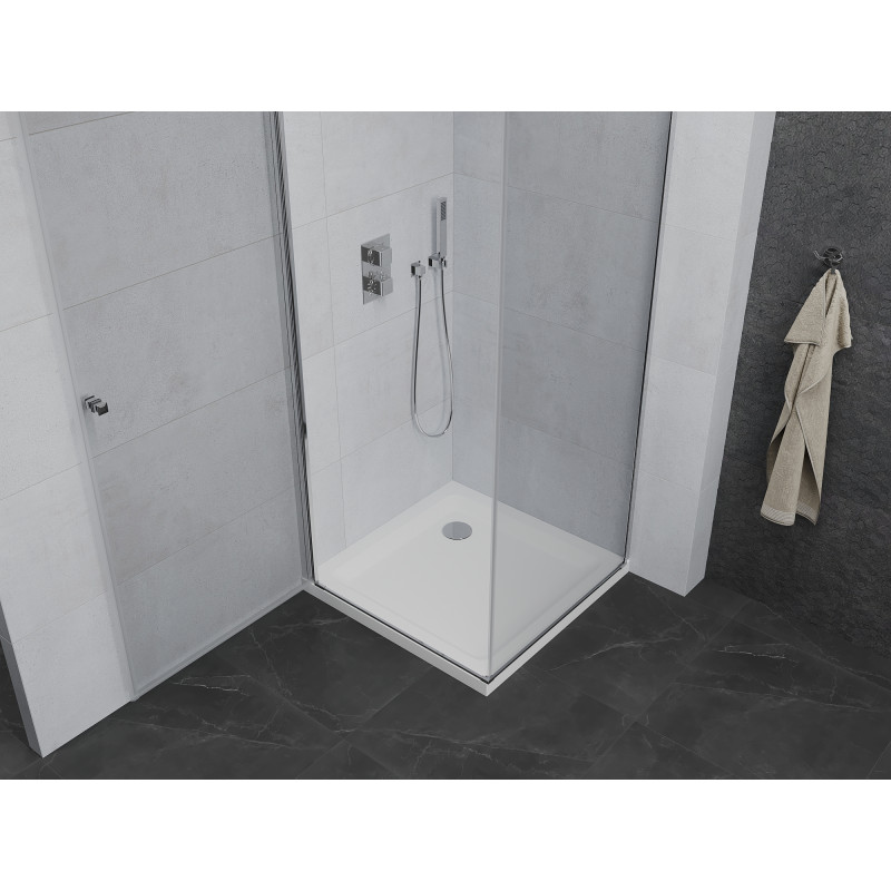 Mexen Pretoria разтваряща се душ кабина 100 x 100 см, прозрачна, хром + подложка