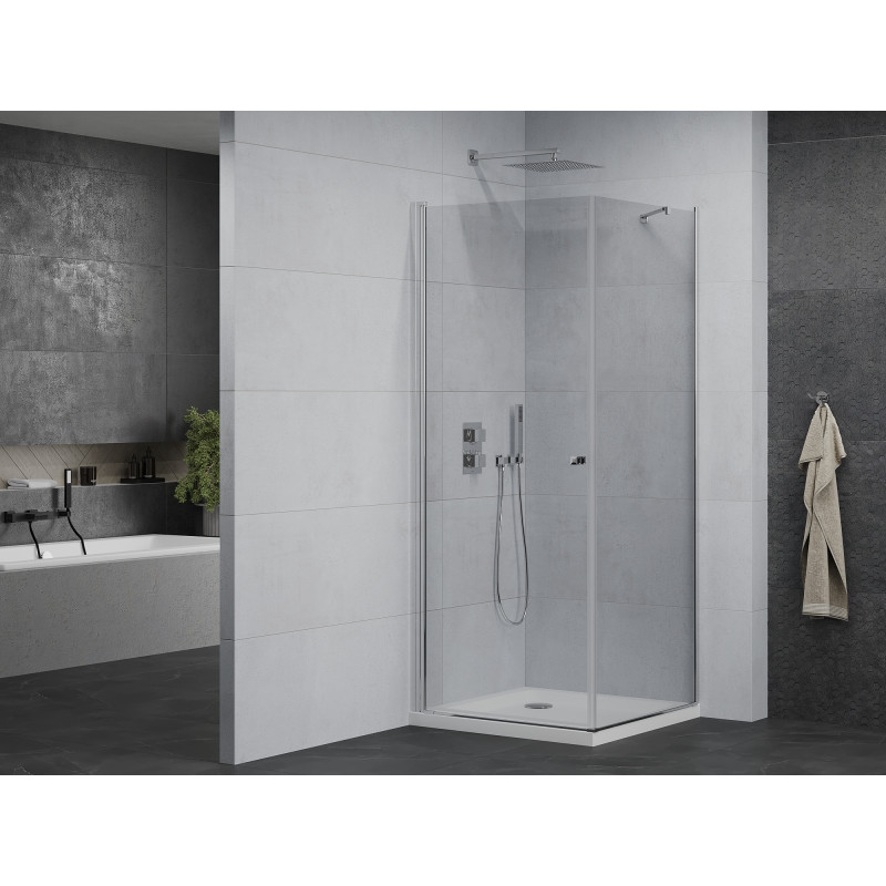 Mexen Pretoria разтваряща се душ кабина 100 x 100 см, прозрачна, хром + подложка