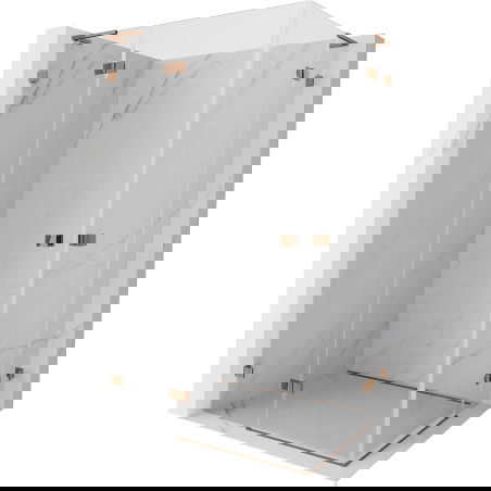 Mexen Lunar L Duo лява душ кабина 85 x 80 см, прозрачна, розово злато - 834L-085L-080P-60-00