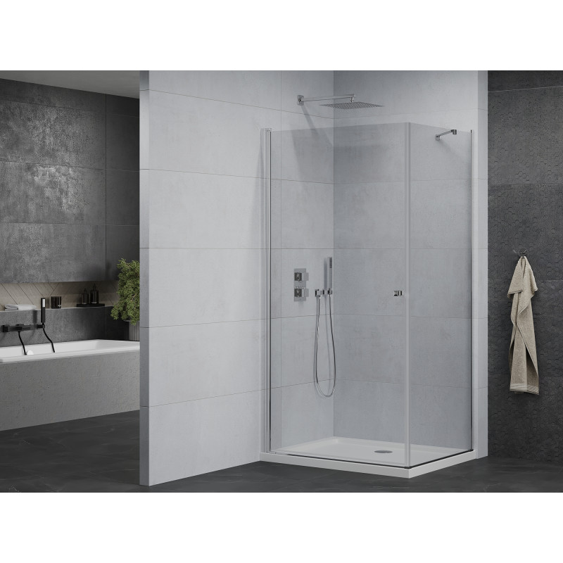 Mexen Pretoria отваряема душ кабина 80 x 90 см, прозрачна, хромирана + корито Flat