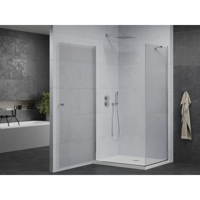 Mexen Pretoria душ кабина отваряща се 80 x 100 см, прозрачна, хром + корито Flat