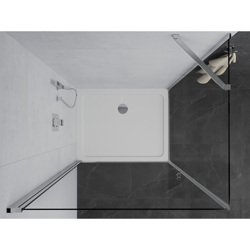 Mexen Pretoria отваряща се душ кабина 90 x 70 см, прозрачна, хром + плосък