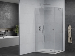 Mexen Pretoria отворяема душ кабина 100 x 90 см, прозрачна, хром + корито Flat