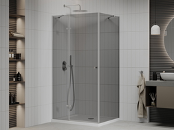 Mexen Roma душ кабина с отваряеми врати 120 x 80 см, графит, хром + под душ Flat, бял - 854-120-080-01-40-4010