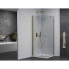 Mexen Pretoria обръщаема душ кабина 90 x 90 см, прозрачна, златна + тава Flat