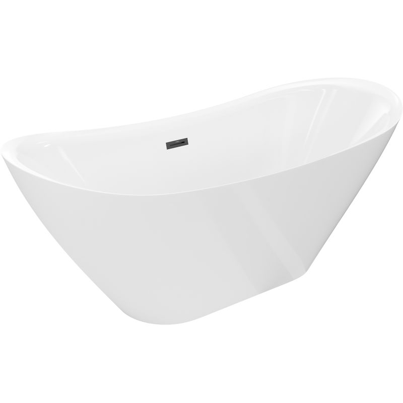 Mexen Lotus свободно стояща вана 180 x 75 см, бяла, черен преливник - 52051807700-70