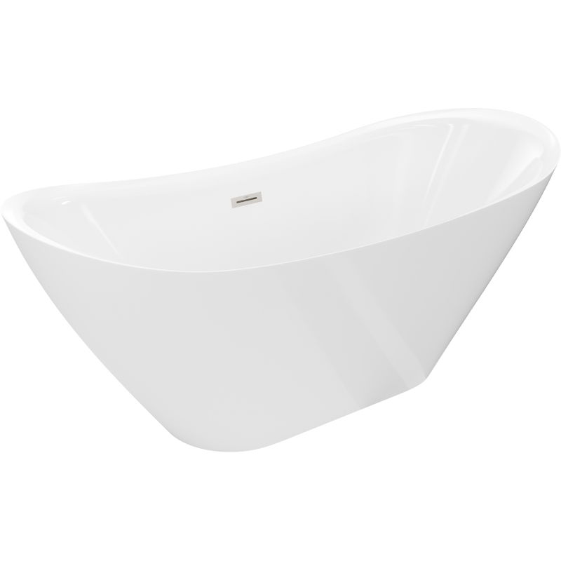 Mexen Lotos свободно стояща вана 180 x 75 cm, бяла, преливник четкан никел - 52051807700-97