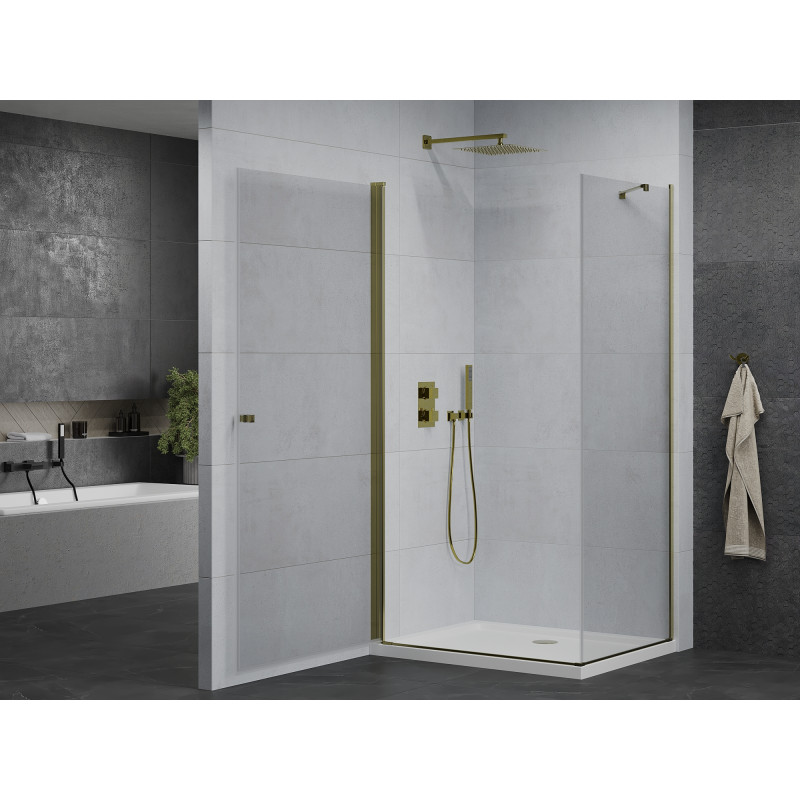 Mexen Pretoria пантите душ кабина 70 x 90 см, прозрачна, златна + корито Flat