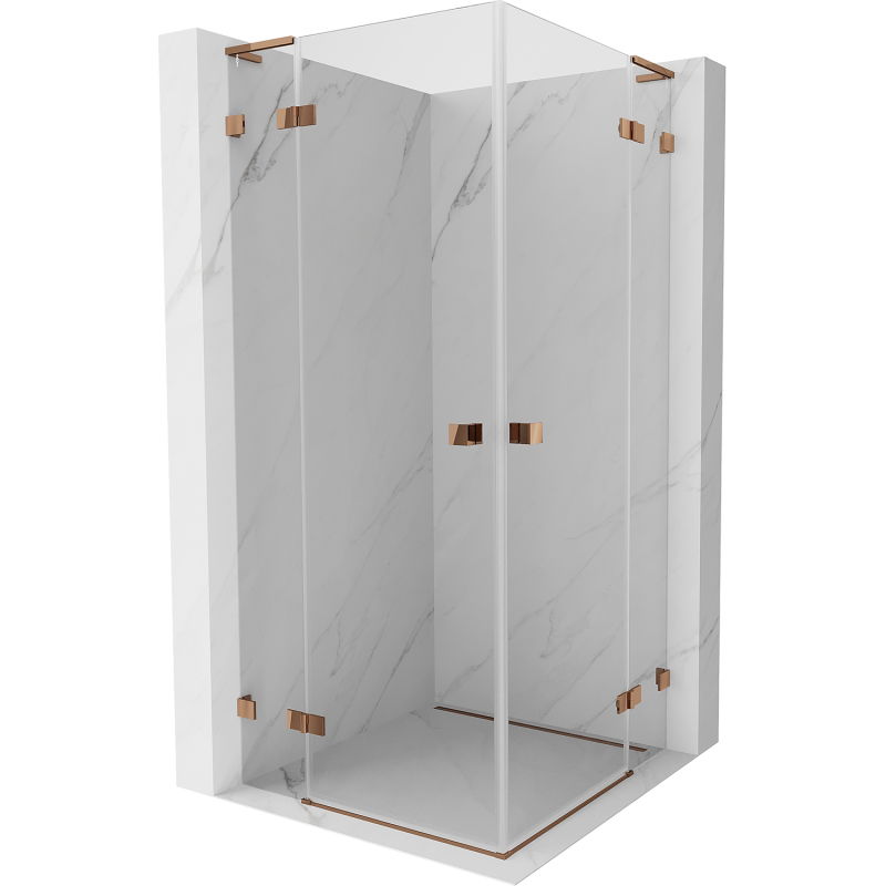 Mexen Lunar L Duo душ кабина с врати 105 x 105 см, прозрачно, розово злато - 834L-105L-105P-60-00