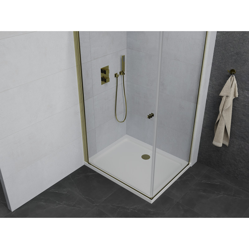 Mexen Pretoria пантите душ кабина 70 x 90 см, прозрачна, златна + корито Flat