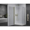 Mexen Pretoria кабина за душ с врати на панти 80 x 70 см, прозрачна, златна + корито Flat - 852-080-070-50-00-4010