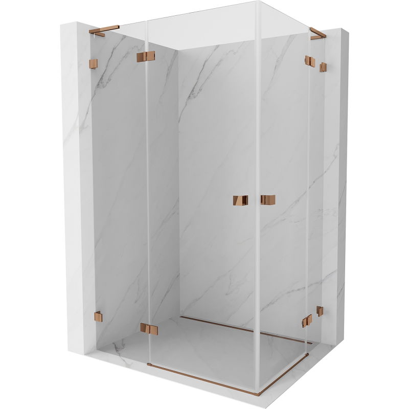 Mexen Lunar L Duo душ кабина с отварящи се врати 115 x 80 см, прозрачна, розово злато - 834L-115L-080P-60-00