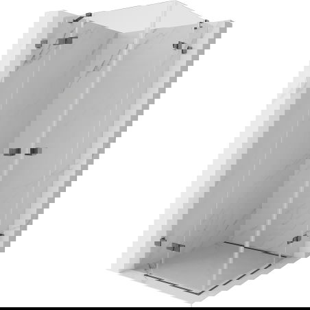 Mexen Lunar Duo ъглова душ кабина 80 x 80 см, прозрачна, матирано сиво - 834-080L-080P-66-00