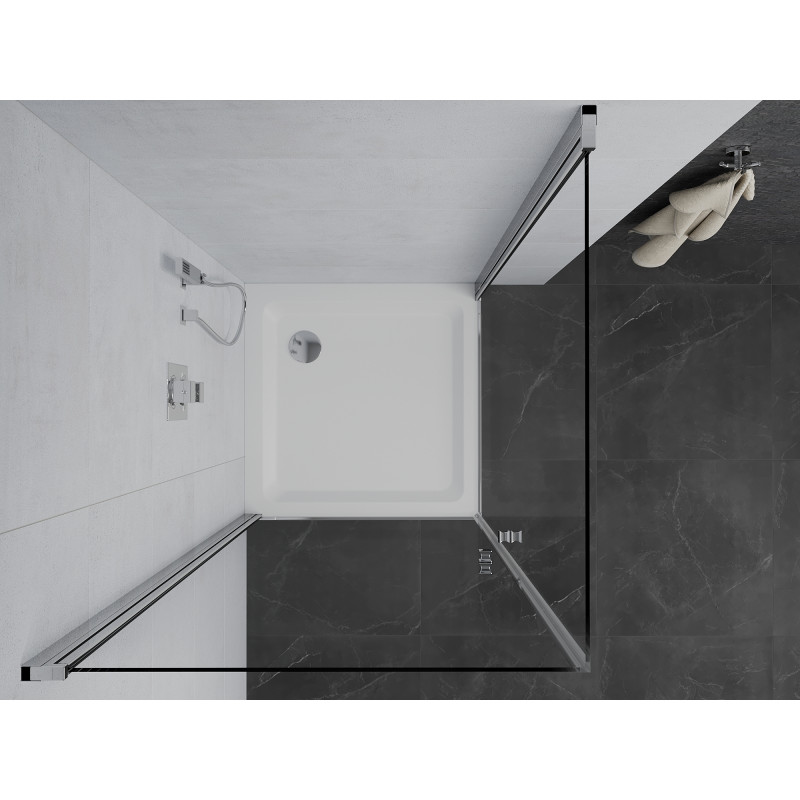 Mexen Pretoria Душ кабина с две врати 80 x 80 см, прозрачно стъкло, хром + плосък