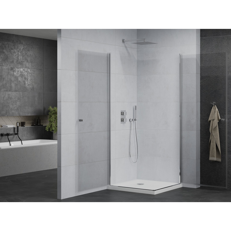 Mexen Pretoria Душ кабина с две врати 80 x 80 см, прозрачно стъкло, хром + плосък