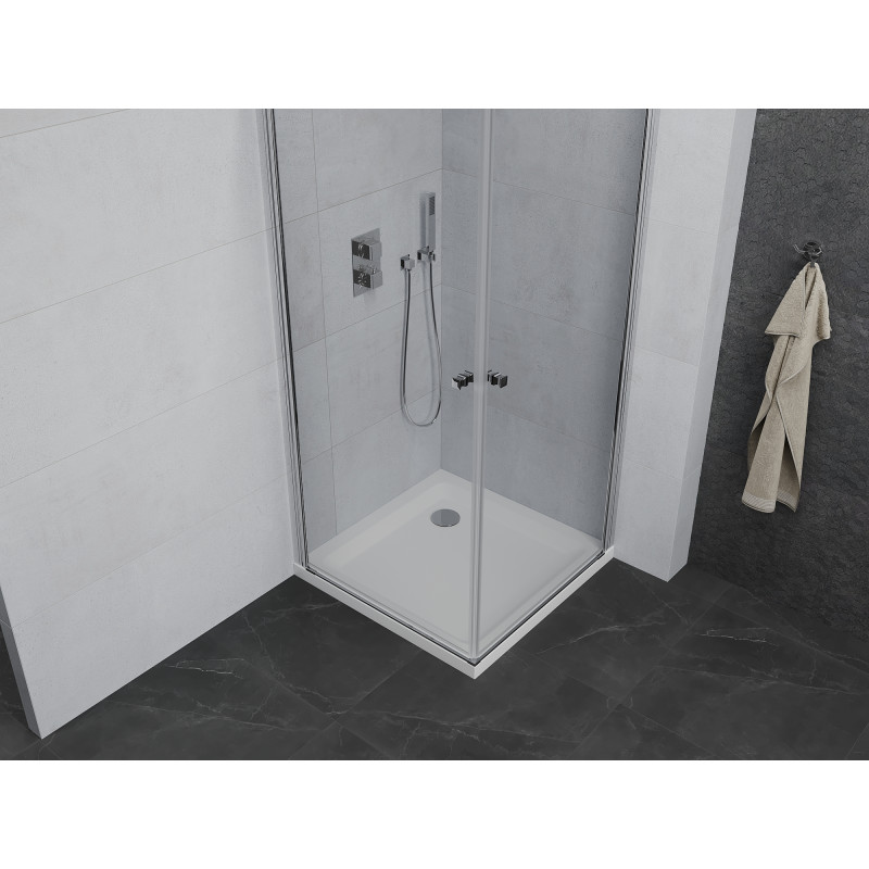 Mexen Pretoria Душ кабина с две врати 80 x 80 см, прозрачно стъкло, хром + плосък