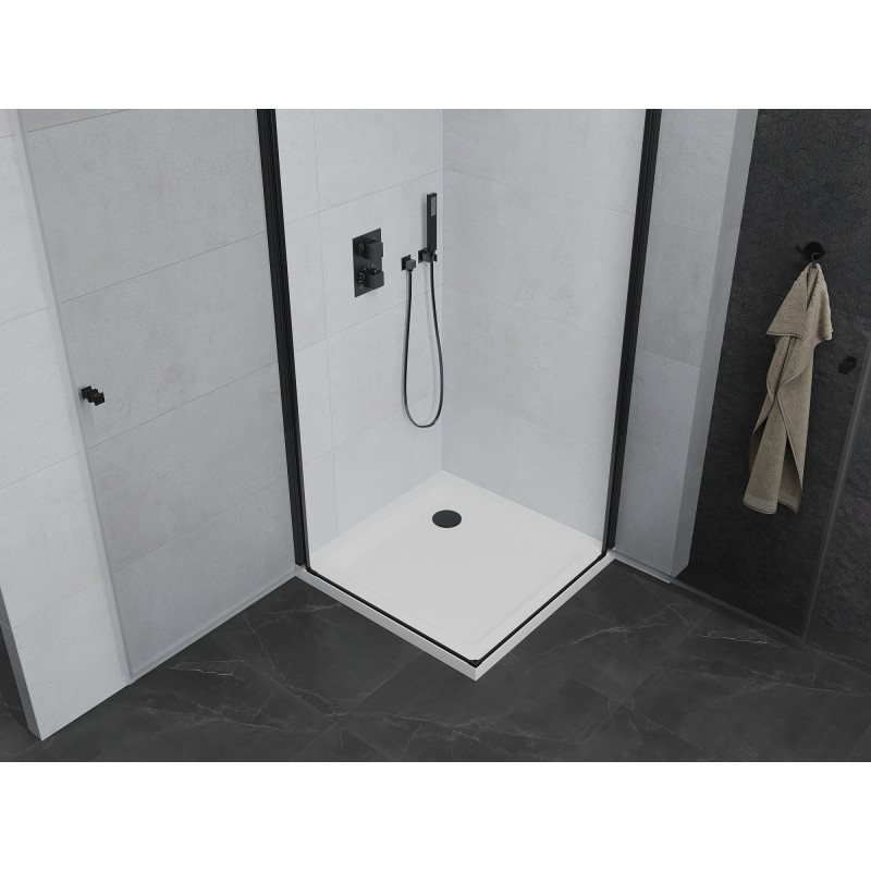 Mexen Pretoria Дуо душ кабина с врата 80 x 80 см, прозрачна, черна + тава Flat