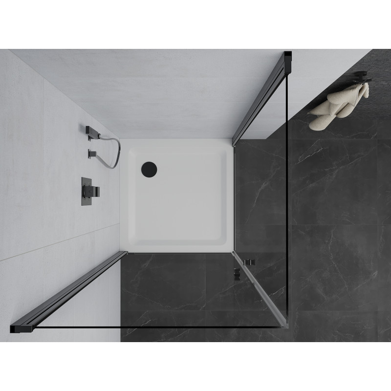 Mexen Pretoria Дуо душ кабина с врата 80 x 80 см, прозрачна, черна + тава Flat