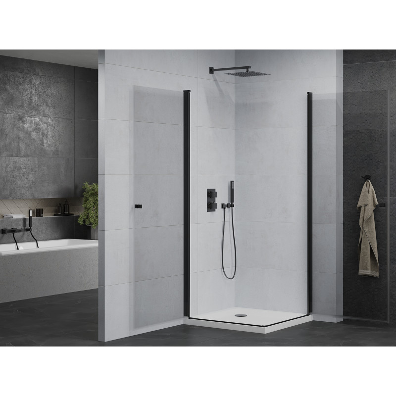 Mexen Pretoria Дуо душ кабина с отваряеми врати 90 x 90 см, прозрачна, черна +