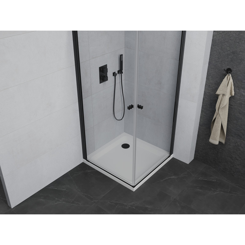 Mexen Pretoria Дуо душ кабина с отваряеми врати 90 x 90 см, прозрачна, черна +