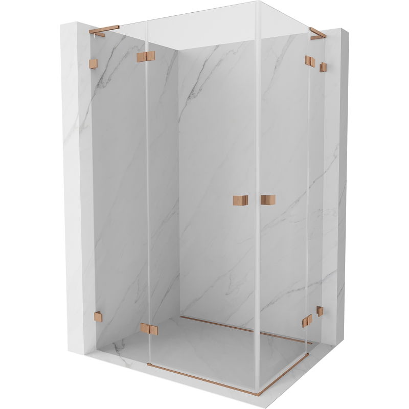 Mexen Lunar L Duo тава за душ сгъваем 105 x 80 см, прозрачен, четкана мед - 834L-105L-080P-65-00
