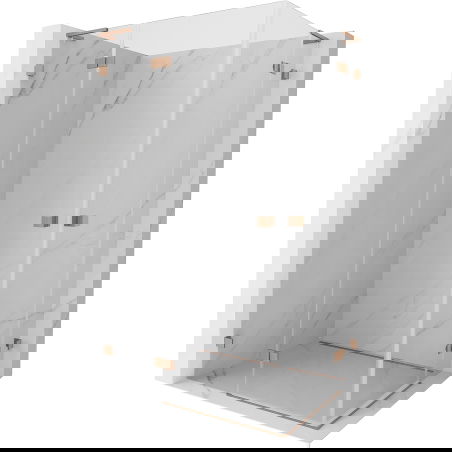 Mexen Lunar L Duo лява врата на душ кабина 120 x 80 cm, прозрачна, четкана мед - 834L-120L-080P-65-00