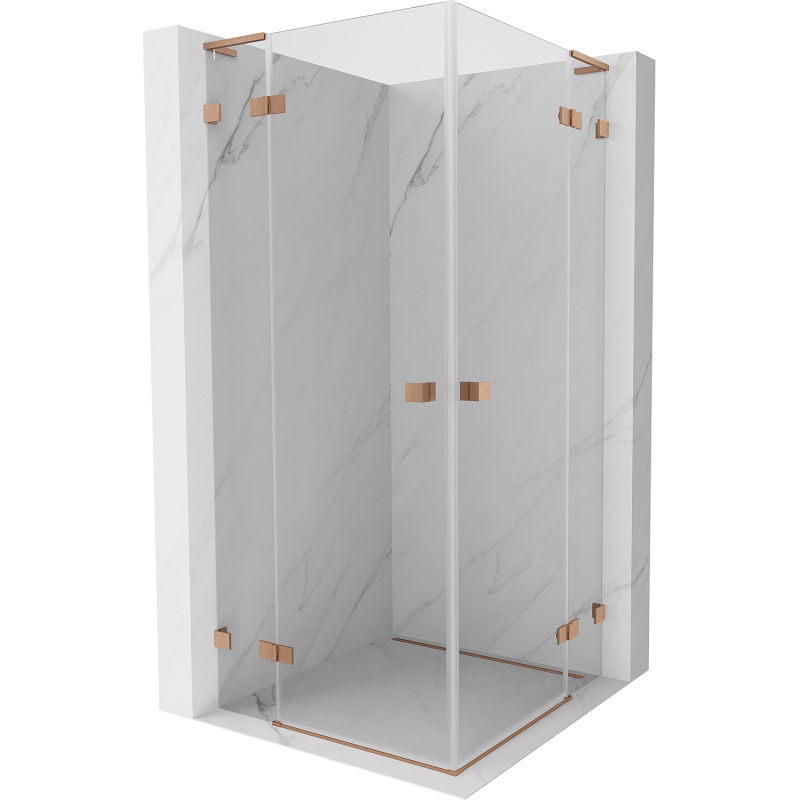 Mexen Lunar L Duo отваряща се душ кабина 120 x 120 см, прозрачно, четкана мед - 834L-120L-120P-65-00