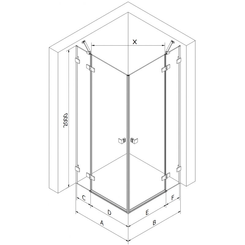 Mexen Lunar Duo лява душ кабина 80 x 75 см, прозрачна, сив метал - 834-080L-075P-95-00