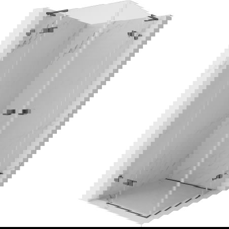 Mexen Lunar L Duo двукрила душ кабина 80 x 80 см, прозрачно стъкло, четкано оръжейно сиво - 834L-080L-080P-66-00