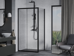 Mexen Apia плъзгаща се душ кабина 95 x 90 см, прозрачна, черна - 840-095-090-70-00