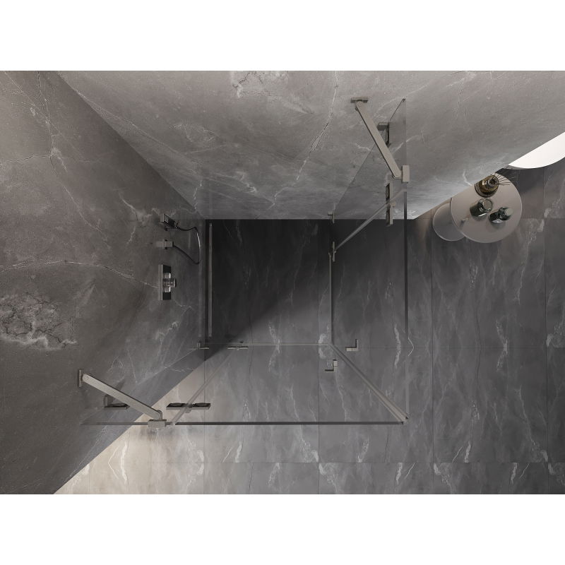 Mexen Lunar Duo сгъваема душ кабина 100 x 100 см, прозрачна, четкан никел - 834-100L-100P-97-00