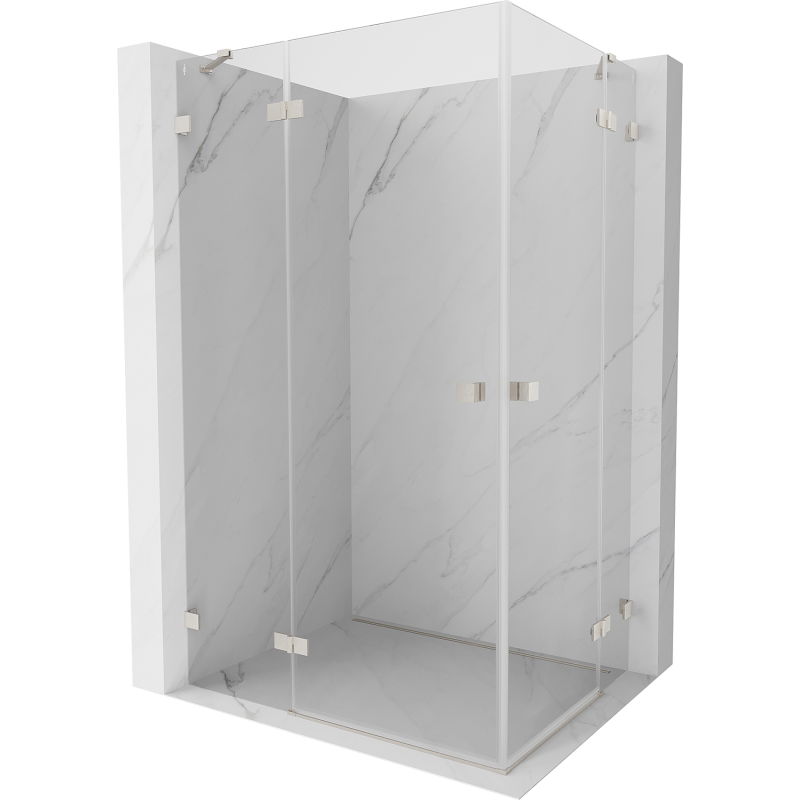 Mexen Lunar Duo душ кабина с врати 110 x 80 см, прозрачно стъкло, четкан никел - 834-110L-080P-97-00