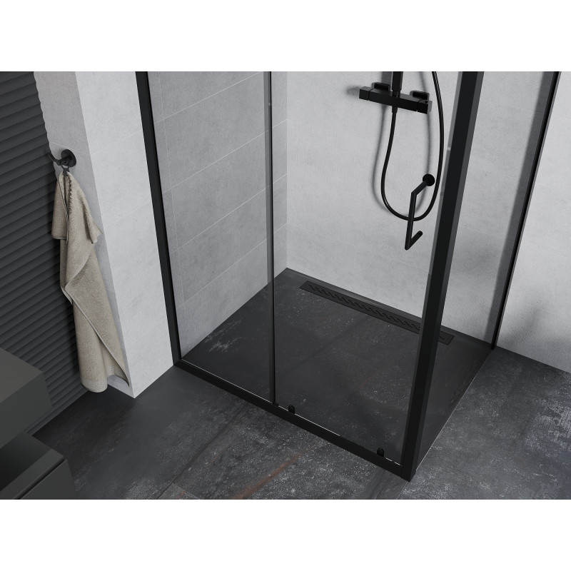 Mexen Apia разтегателна душ кабина 130 x 80 см, прозрачна, черна - 840-130-080-70-00