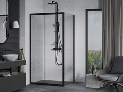 Mexen Apia душ кабина разтегателна 140 x 80 см, прозрачна, черна - 840-140-080-70-00